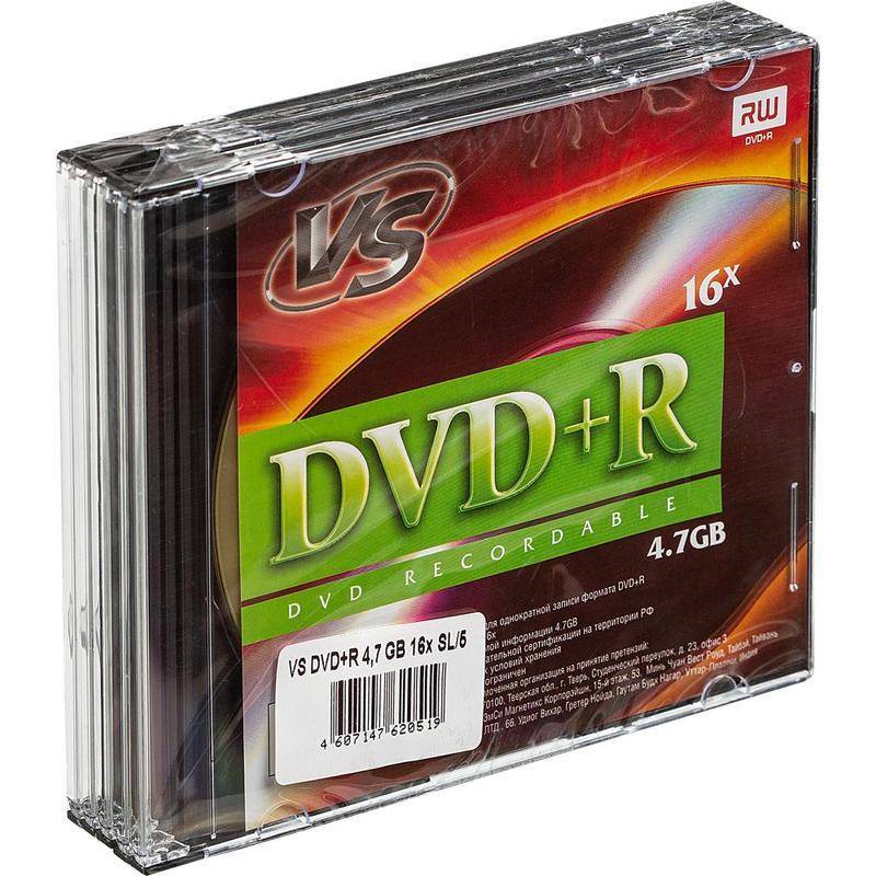 Диск DVD+R VS 20519, 4.7 ГБ, 16x, Slim Case