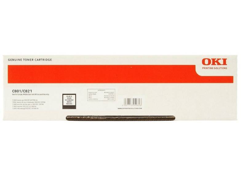 Тонер-картридж Oki 44643004, черный, 7000 страниц, для C801/821