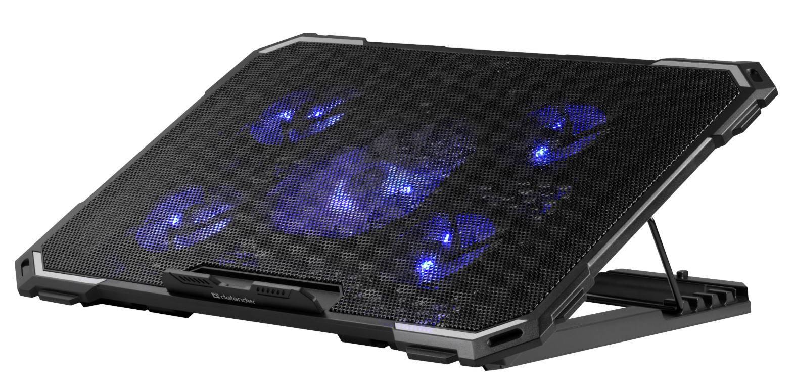 Подставка Defender 29518, для ноутбука 17", 5 вентиляторов, 2 USB