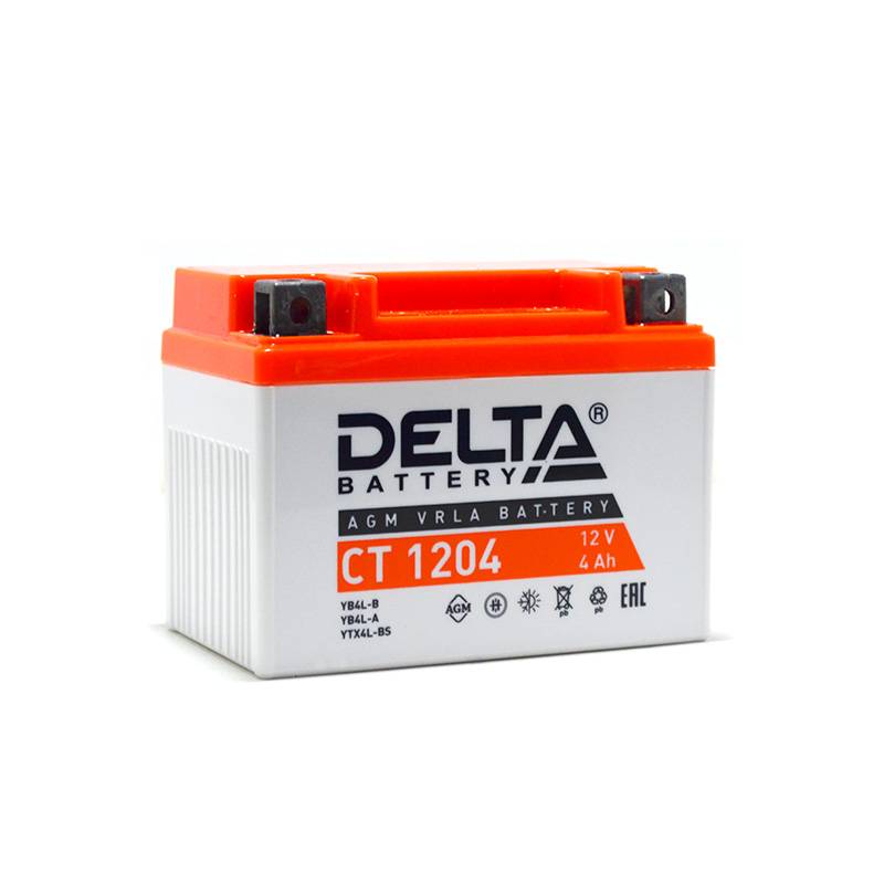 Аккумулятор Delta CT 1204, 12В/4Ач, стартерный