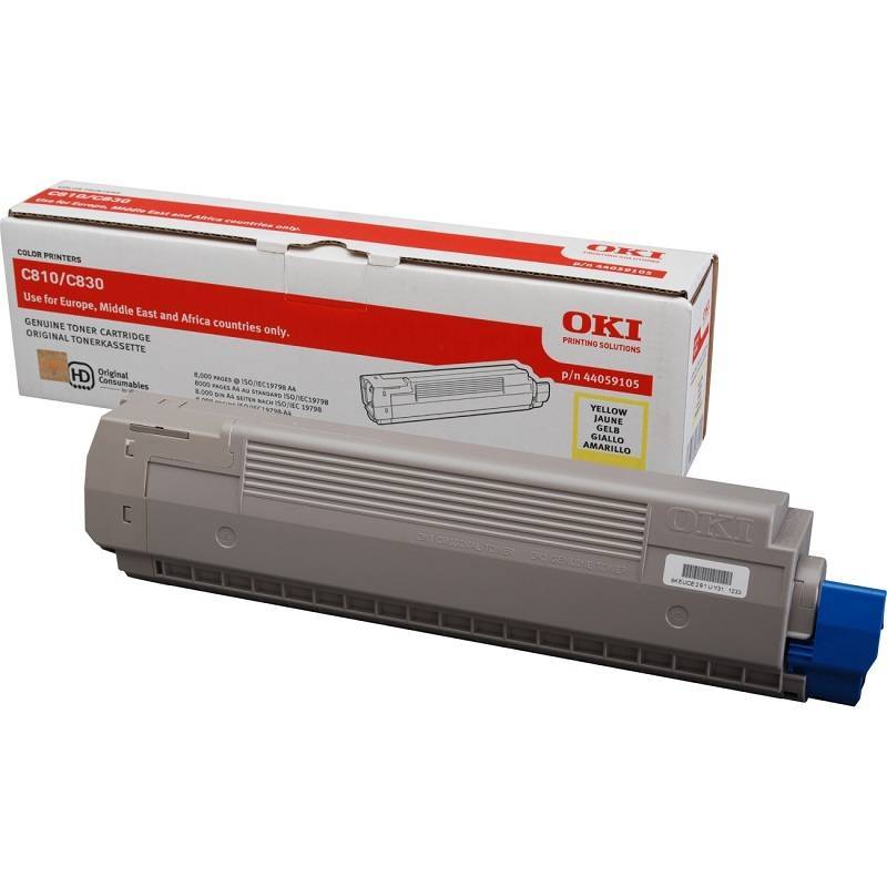 Картридж OKI 44059105, желтый, 8000 стр., для C810/830