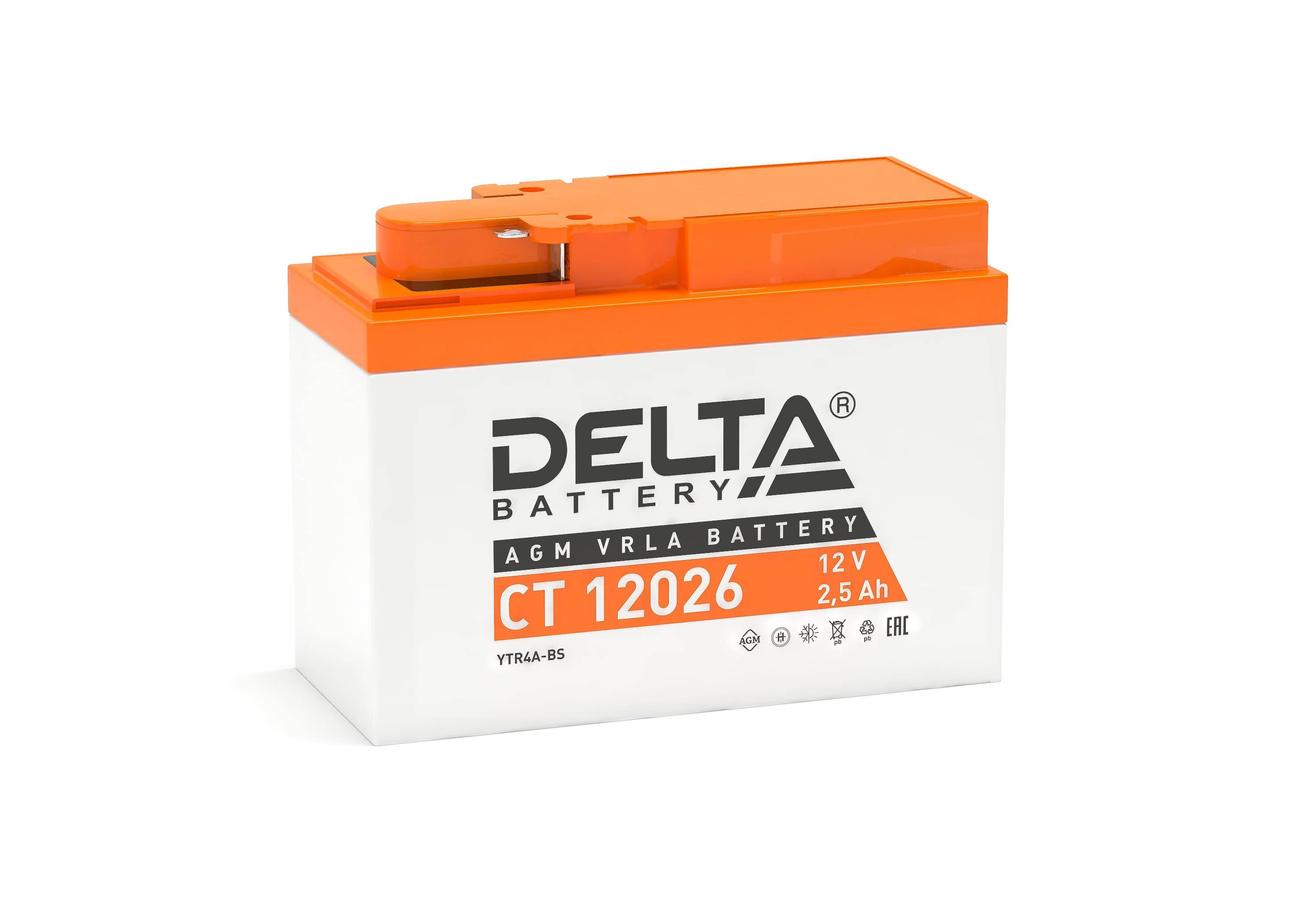 Аккумулятор Delta CT 12026, 12В, 2,5Ач, AGM