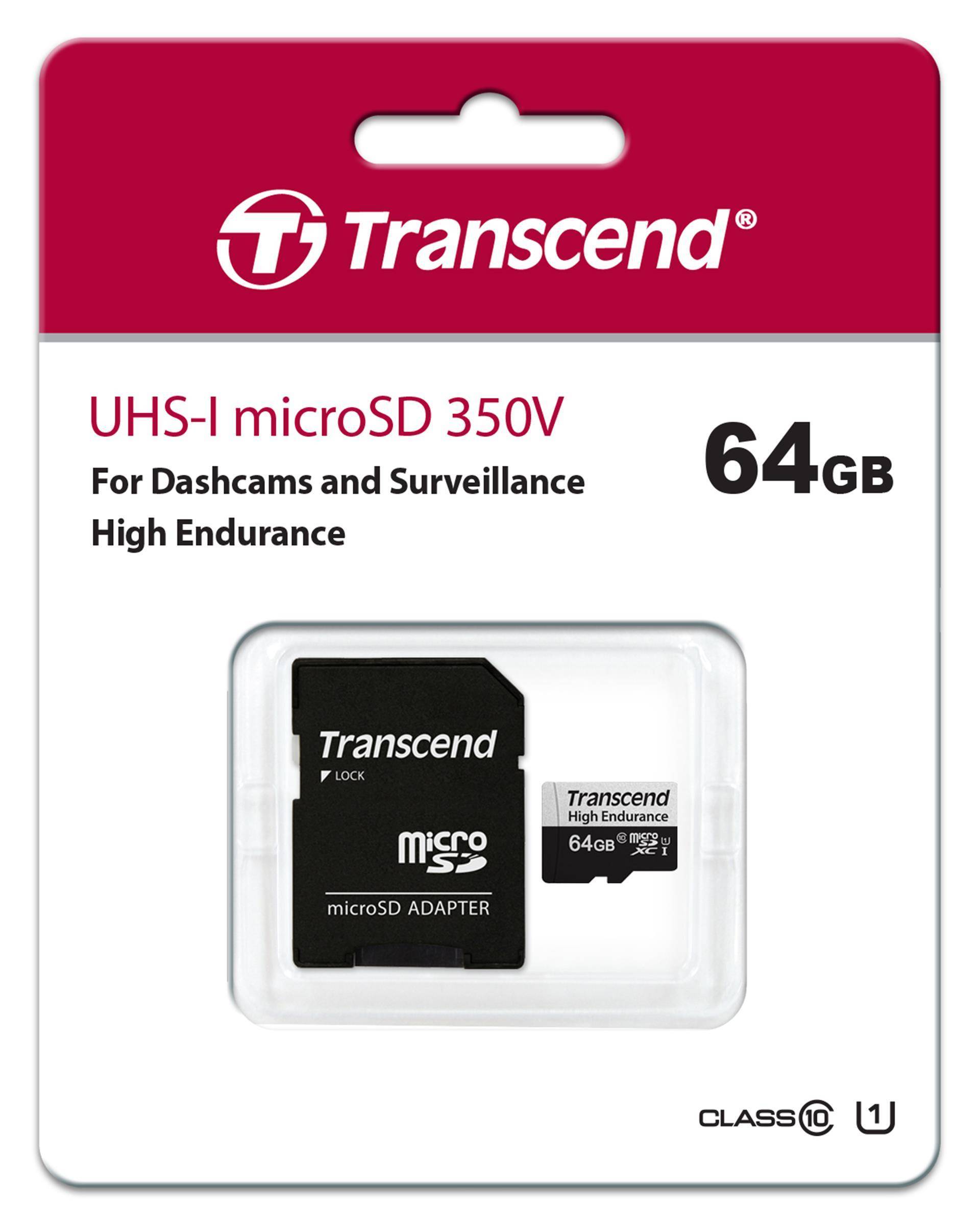 Карта памяти Transcend TS64GUSD350V, 64 ГБ, microSDXC, UHS-I U1