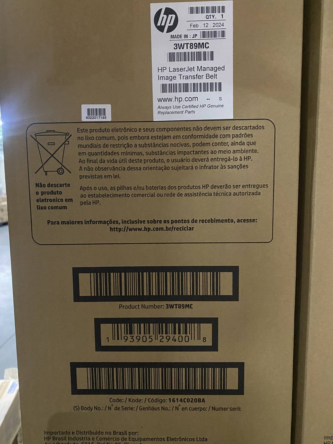 Трансфер-кит HP 3WT89A для LaserJet CLJ M751/M776/M856, ресурс 150k, лазерная печать
