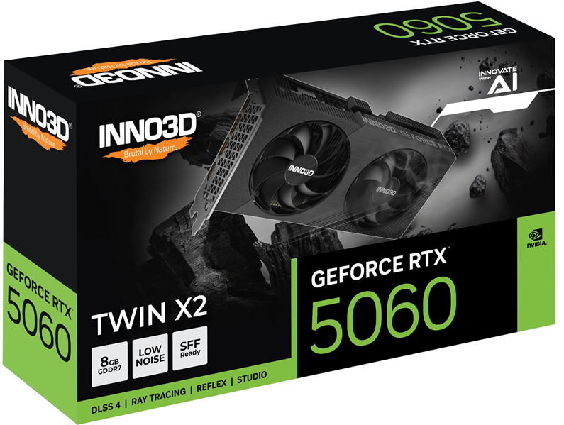 Видеокарта INNO3D N50602-08D7-195071N, RTX 5060, 8 ГБ, Twin X2