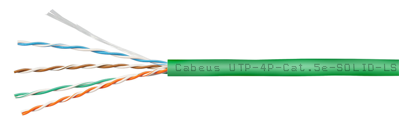 Кабель Cabeus UTP-4P-Cat.5e-SOLID-LSZH-GN, UTP Cat.5e, 24AWG, LSZH, зеленый