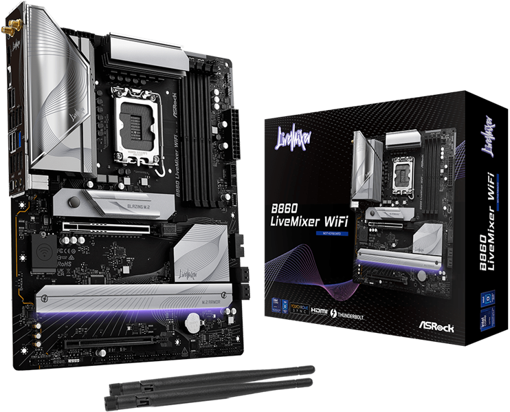 Материнская плата ASROCK B860 LIVEMIXER WIFI, LGA1851, DDR5, ATX
