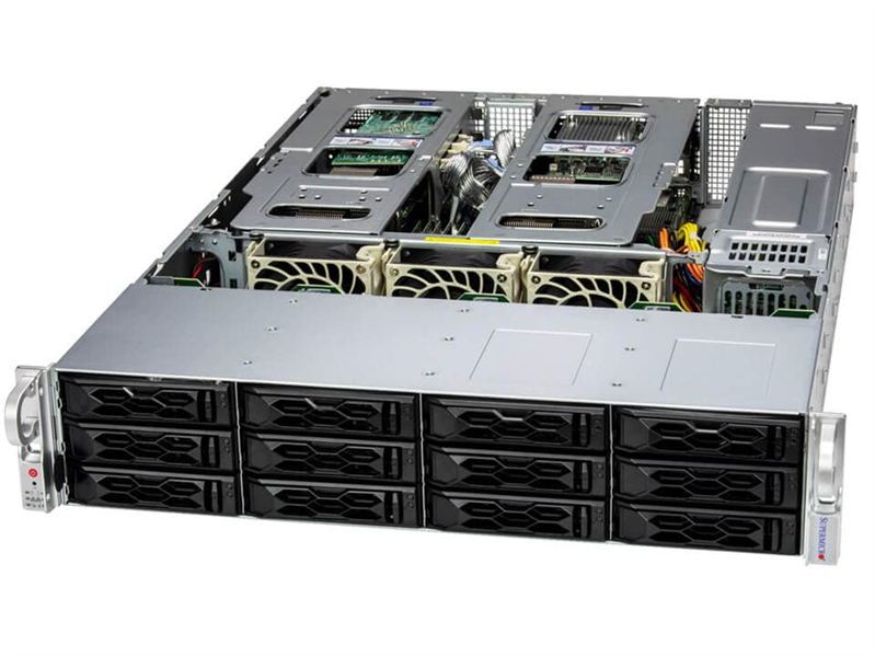 Серверная платформа Supermicro SuperServer SYS-621C-TN12R, 2U, 2×10G SFP+, 2×1200 Вт