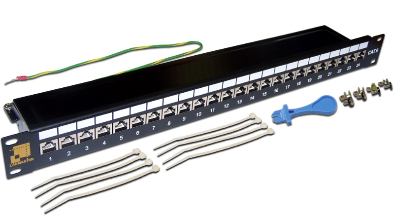 Патч-панель Lanmaster LAN-PPL24S6, 19", 1U, 24×RJ45, кат.6, неэкранированная