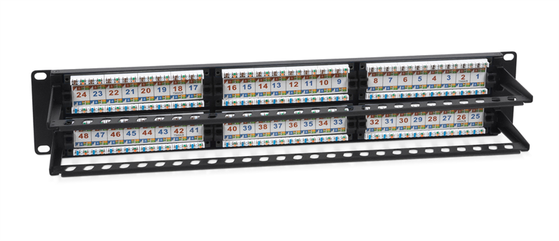 Патч-панель Cabeus PL-48-Cat.6-Dual, 48×RJ45, кат.6, Dual IDC, 2U