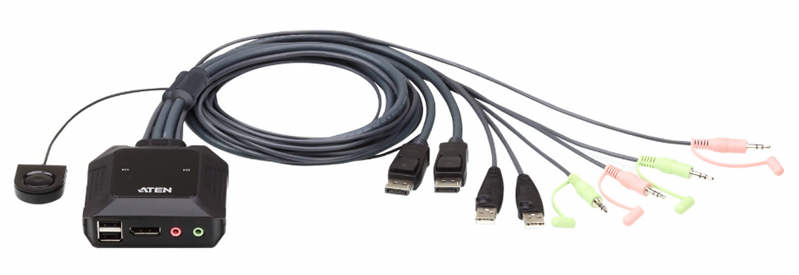 KVM-переключатель ATEN CS22DP-AT, 1 user, USB+DP+Audio, 2 cpu