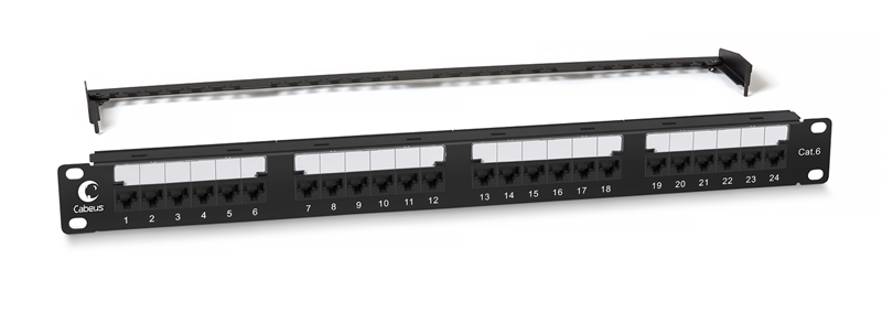 Патч-панель Cabeus PL2-24-Cat.6-Dual, 1U, 24×RJ45 Cat.6, неэкранированная
