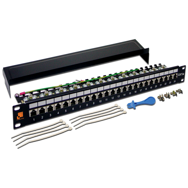 Патч-панель Lanmaster LAN-PPL24S5E, 24×RJ-45, кат.5e, STP, 1U, чёрная