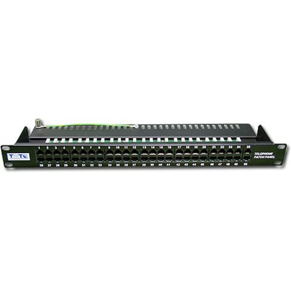 Патч-панель LANMASTER TWT-PP50TEL12, 19", 1U, 50 портов RJ-12, кат. 3