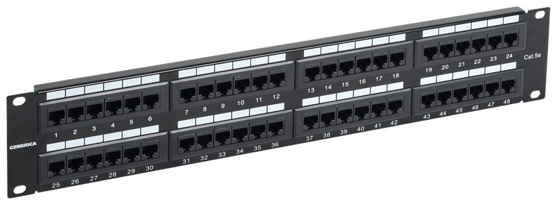 Патч-панель IEK PP48-2UC5EU-K05-G, 2U, кат.5E UTP, 48 портов