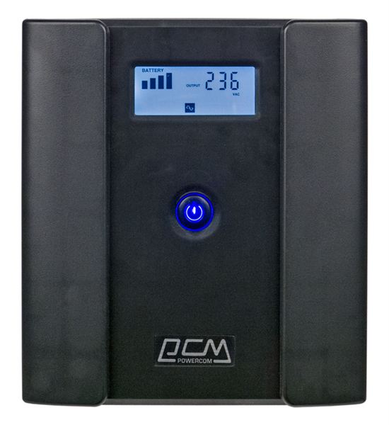 ИБП POWERCOM RPT-1500AP-LCD-NC1, Line-Interactive, 1500 ВА/900 Вт, 4×Schuko, LCD, USB
