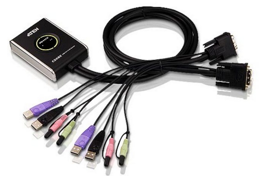 KVM-переключатель ATEN CS682-AT, 2 порта, USB+DVI-D, аудио