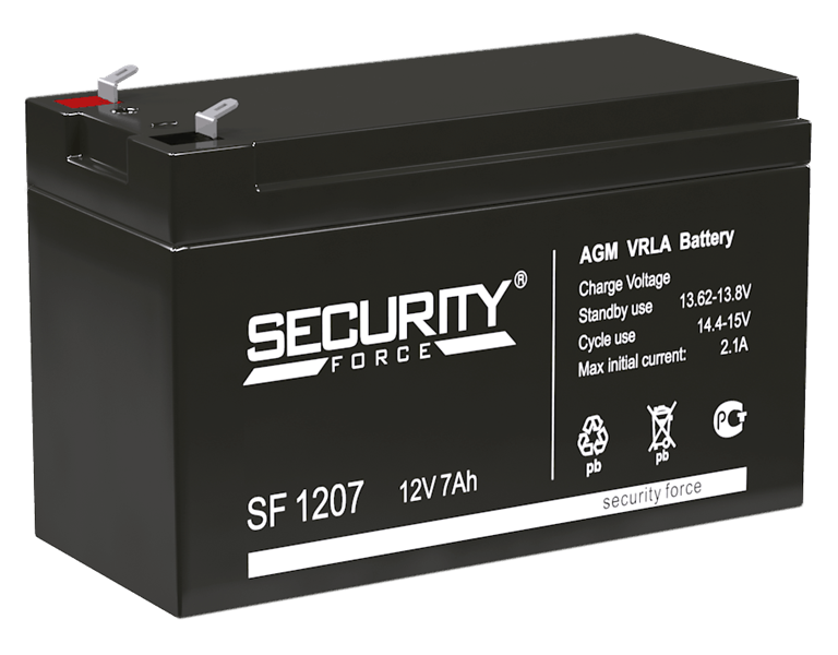 Аккумулятор DELTA Battery Security Force SF 1207, 12 В 7 А·ч, клемма F1