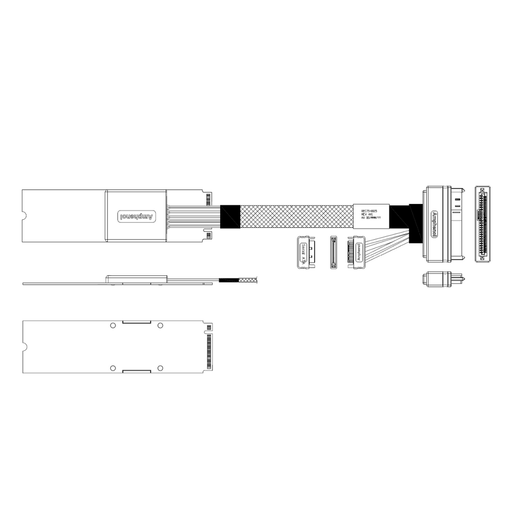 Кабель Amphenol RPC75-0025, M.2 — U.2 SFF8639, 0.5м
