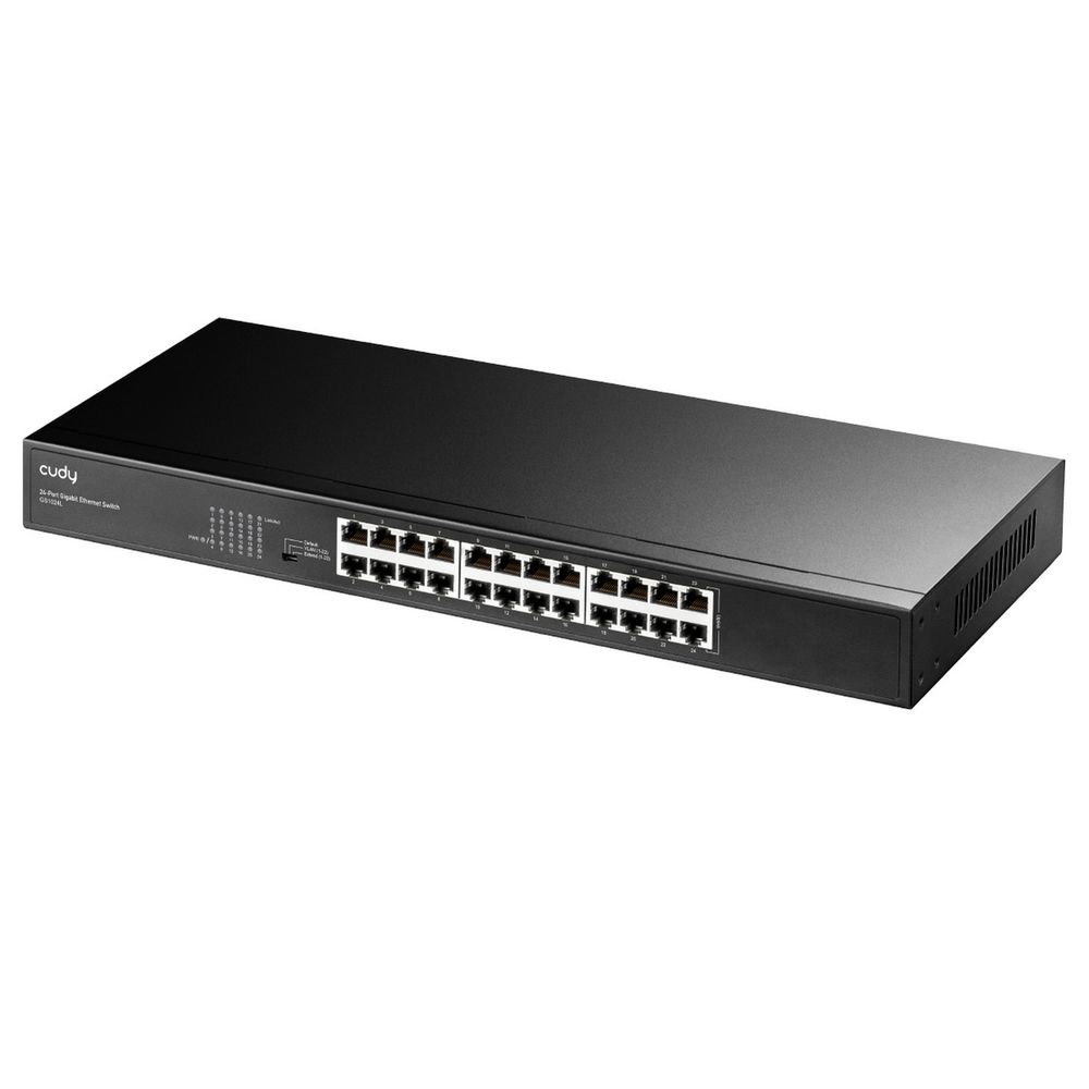 Коммутатор CUDY GS1024L, неуправляемый, 24×1GbE, 19", 1U, металл