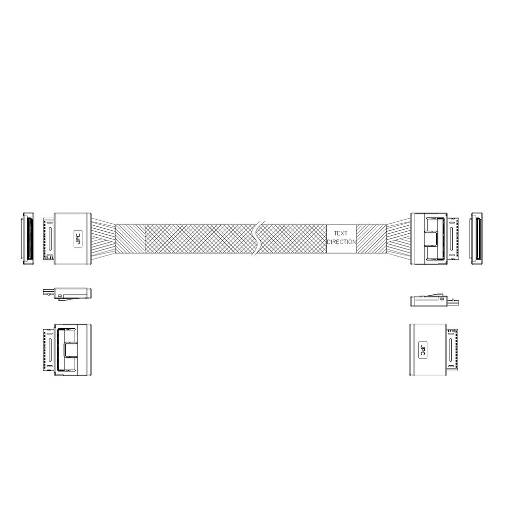 Кабель JPC P5200DR01000-1, OCuLink x8 80P — OCuLink x8 80P, 85 Ом, 1 м