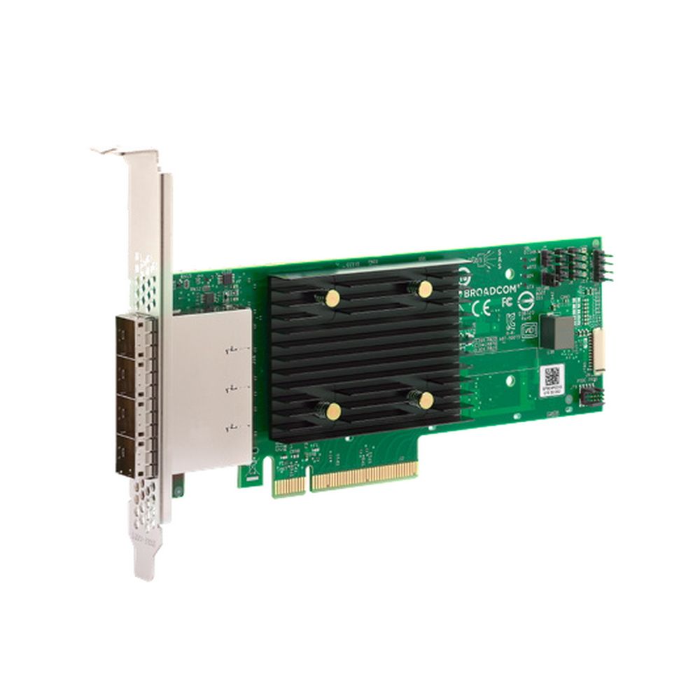 HBA-адаптер Broadcom SAS 9500-16e, PCIe Gen4 x8, 16 портов, Tri-Mode SAS/SATA/NVMe