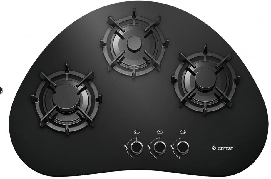 Варочная поверхность GEFEST СГ СН 2120, газовая, 3 конфорки, 73.3x50 см, черная