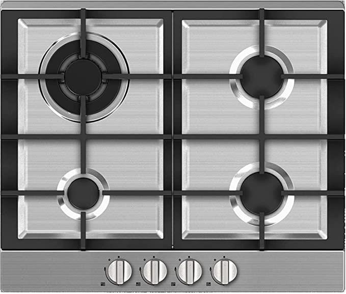 Газовая варочная поверхность MIDEA 60G40ME005SFT, 4 конфорки, WOK, нержавеющая сталь, 580 мм