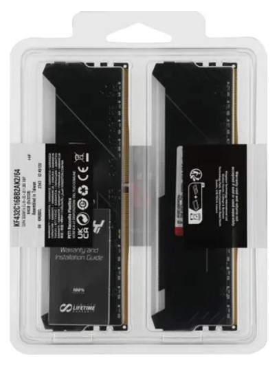 Оперативная память Kingston KF432C16BB2AK2/64, 2×32 ГБ DDR4 3200 МГц Fury Beast RGB