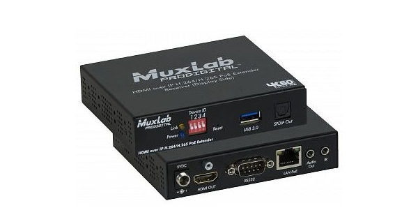Передатчик-энкодер MuxLab 500762-TX, HDMI и Audio over IP, H.264/H.265, PoE