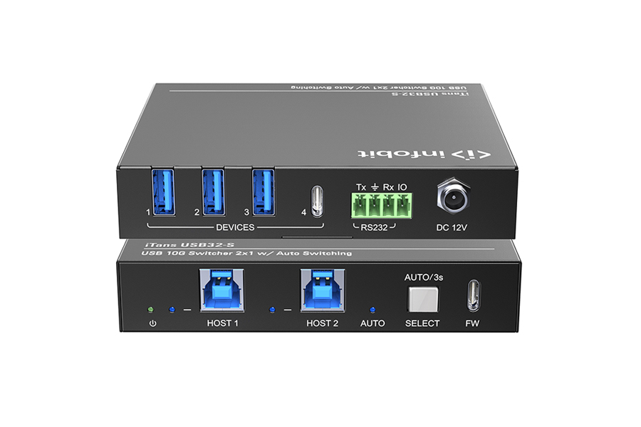 Коммутатор Infobit iTrans USB32-S, USB 3.2 10 Гбит/с, автопереключение, 3 входа, 2 выхода
