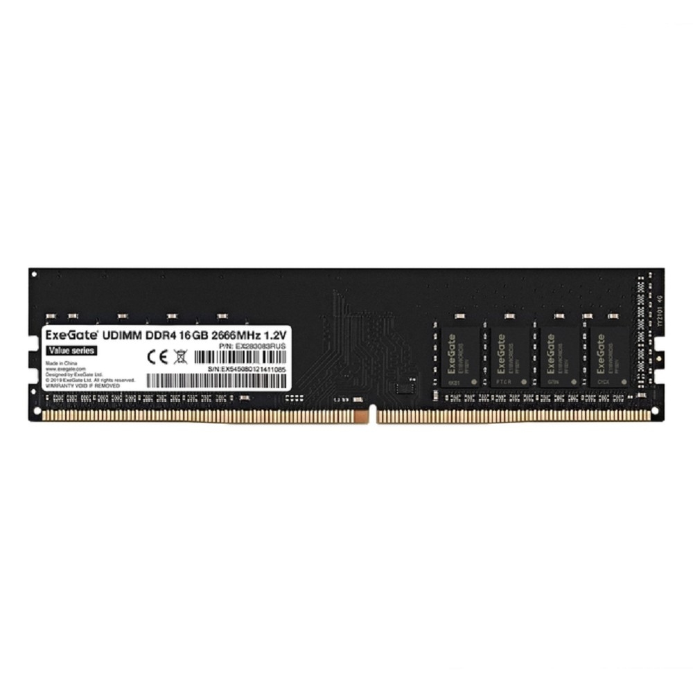 Оперативная память ExeGate EX283083RUS, 16ГБ, DDR4, 2666МГц, DIMM