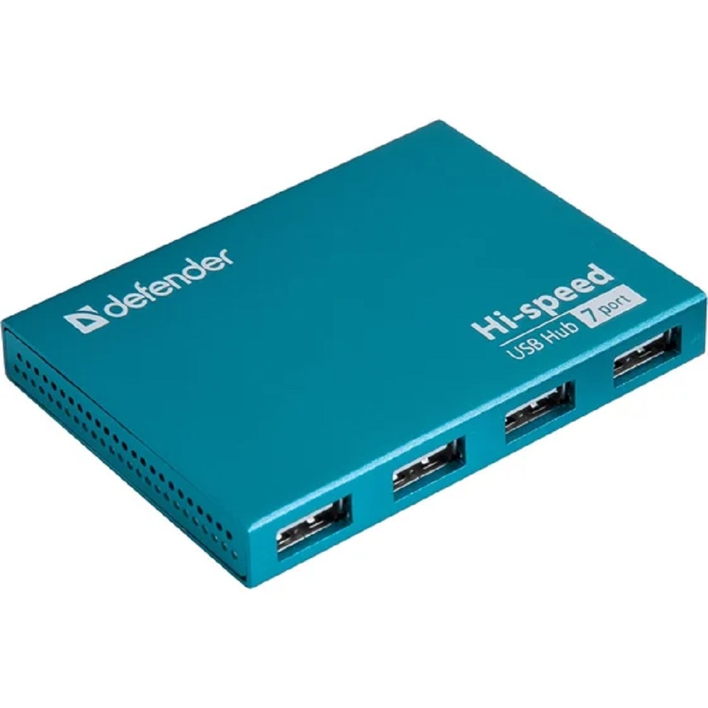 USB-хаб Defender Septima Slim (83505), 7×USB 2.0 Type-A, блок питания 5 В/2 А