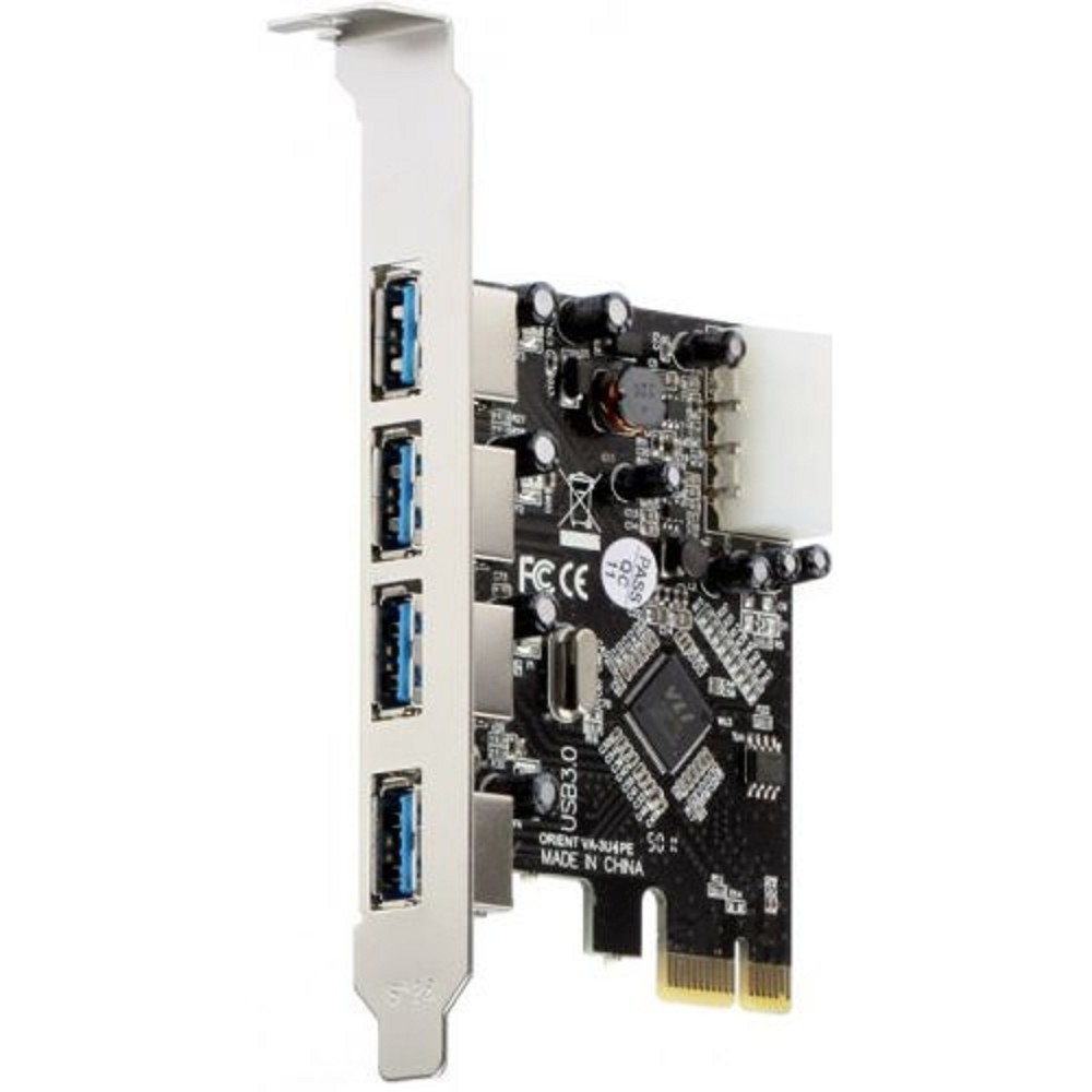 Контроллер Orient VA-3U4PE, PCIe 2.0, 4 порта USB 3.2 Gen1