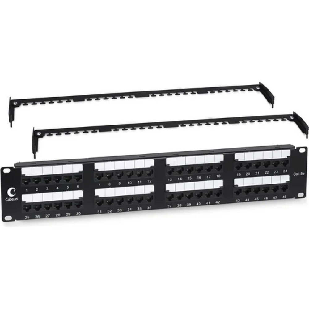 Патч-панель Cabeus PL2-48-Cat.5e-Dual, 19", 2U, 48×RJ-45, 5e