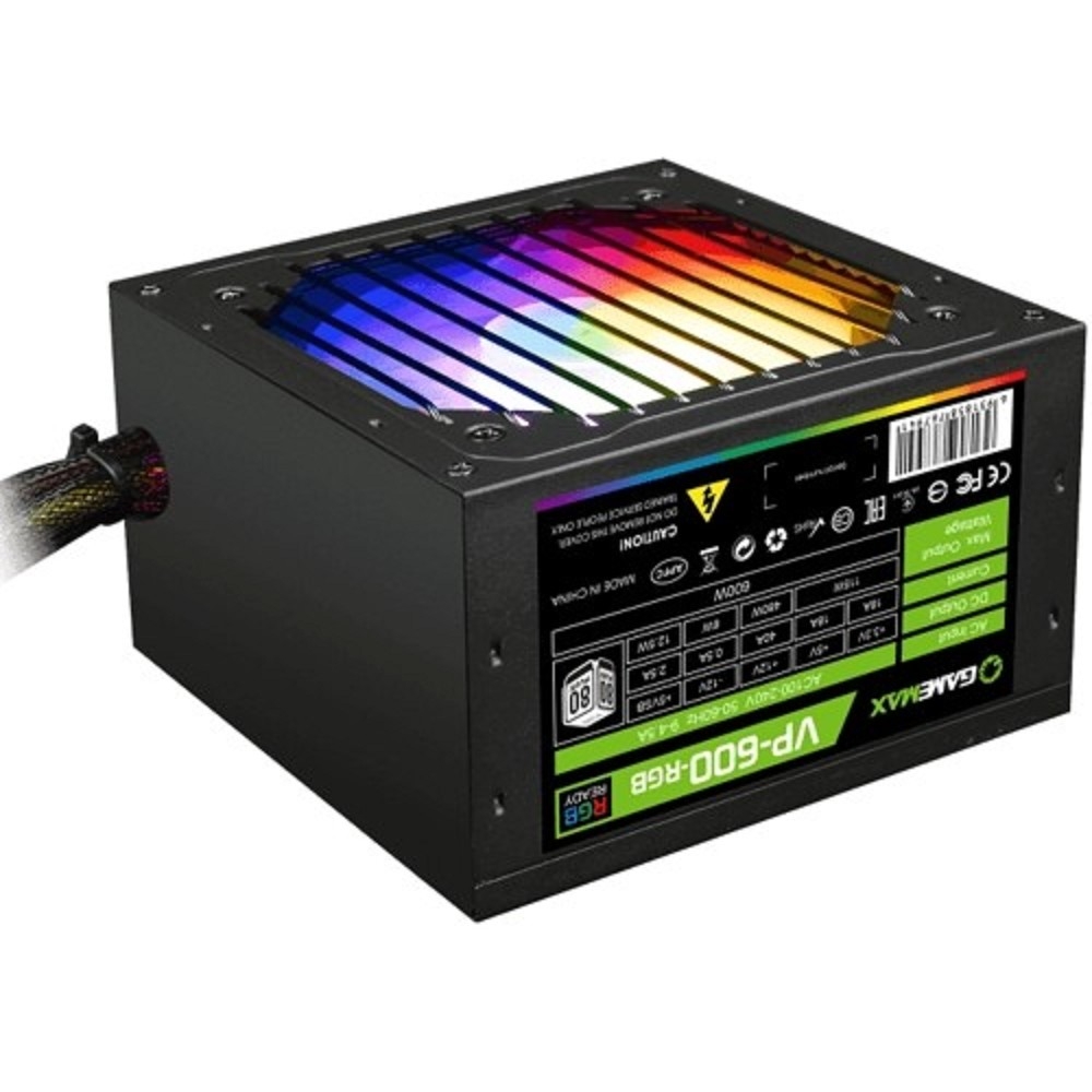 Блок питания GAMEMAX VP-600-RGB, 600 Вт, ATX, 80 PLUS, 120 мм
