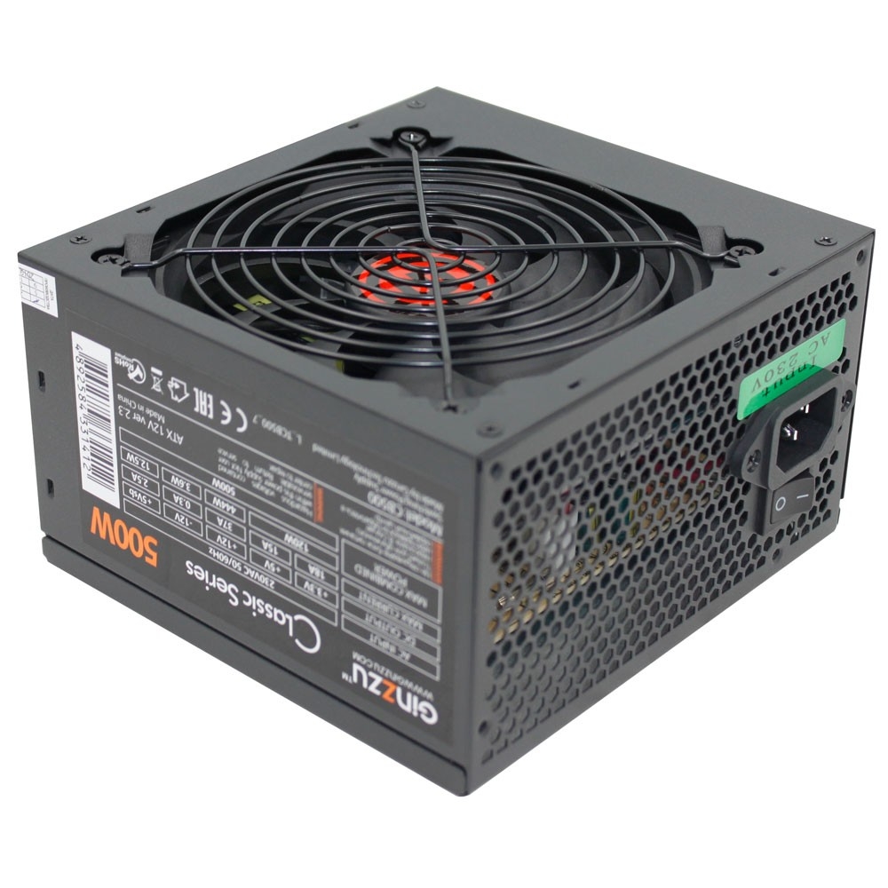 Блок питания Ginzzu CB500, 500 Вт, 24+4p, черный