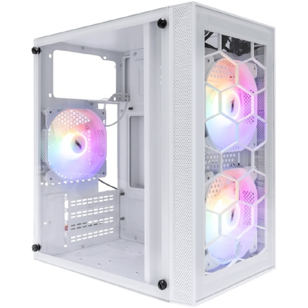Корпус 1stPlayer X1-WH-3F1-W, Mini Tower, mATX, белый