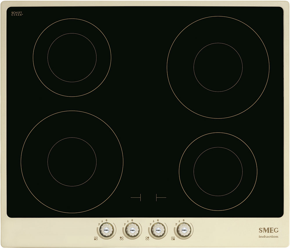 Варочная панель индукционная SMEG SI764POM, 60 см, 4 конфорки, кремовый