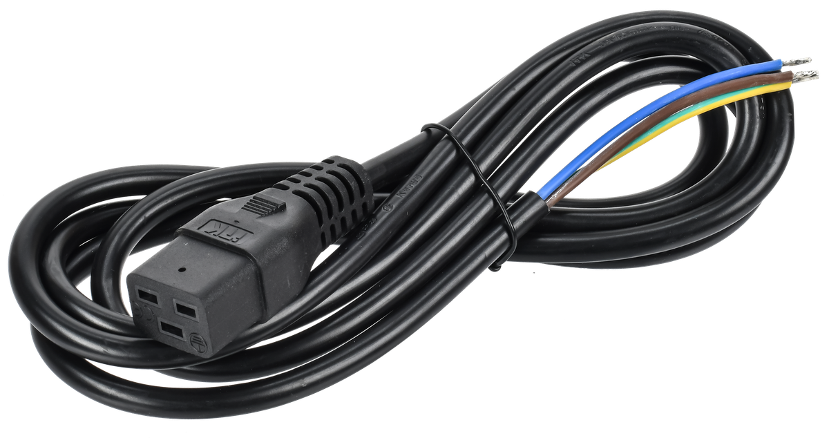 Кабель питания ITK PC-C19-2M, C19 — без разъёма, 3×1,5 мм², 2 м, 16 А