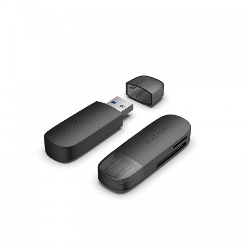 Кардридер Vention CLGB0, USB 3.0, SD/microSD, черный