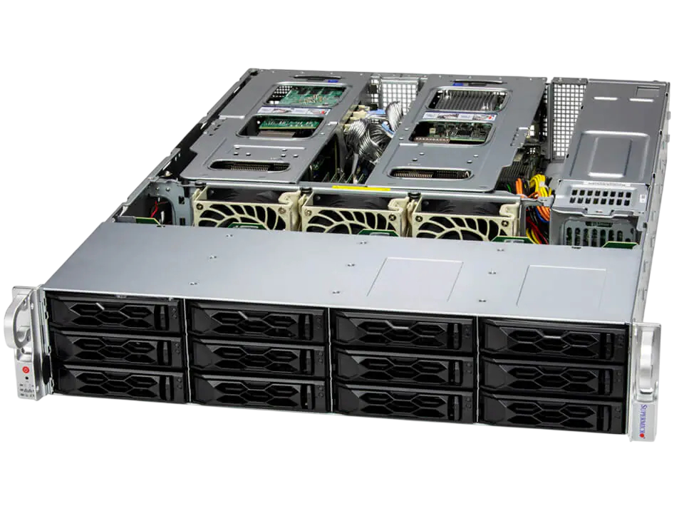 Сервер Supermicro SYS-621C-TN12R (bundle6), 2U, 2×LGA4677, 16×DDR5, 12×3.5" NVMe, 2×1200W