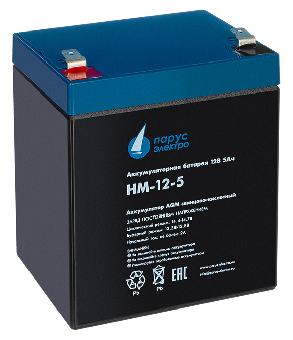 Аккумулятор Парус электро HM-12-5, 12В, 5Ач, AGM