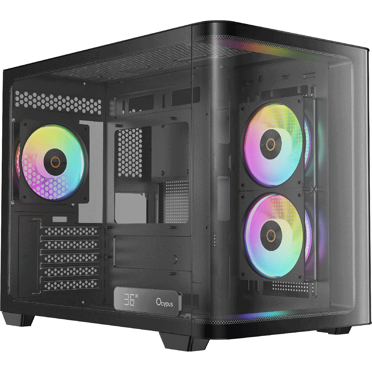 Корпус ПК Ocypus Iota-C50-BKD300CD-GL, Mini-Tower, mATX, 3×120мм ARGB, черный