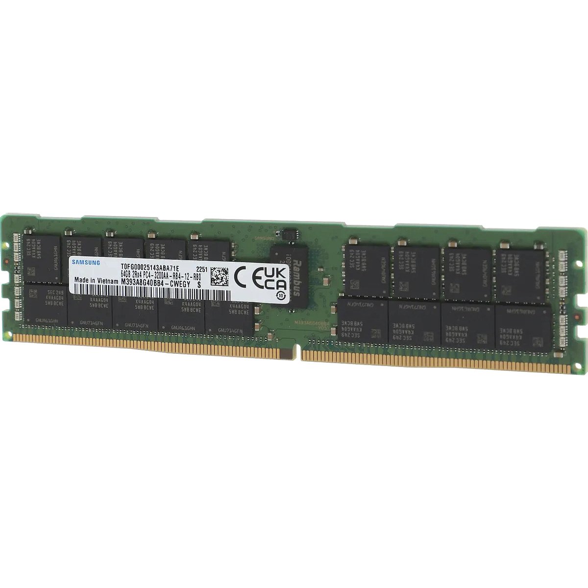 Оперативная память Samsung M393A8G40BB4-CWE, 64ГБ, DDR4, 3200МГц, RDIMM, ECC Reg
