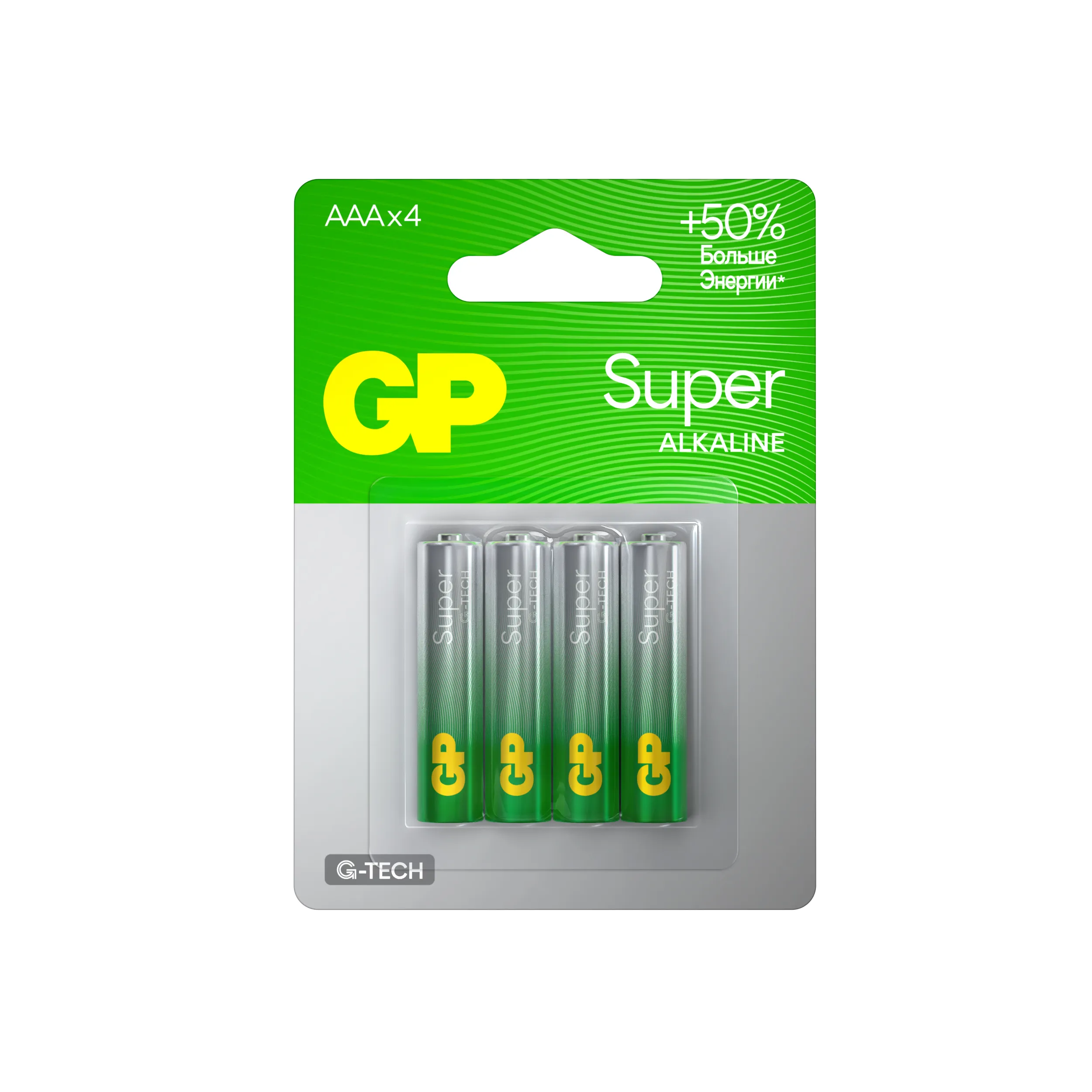 Батарейки GP Super Alkaline G-Tech AAA (24A), алкалиновые, 1.5 В, 4 шт., блистер