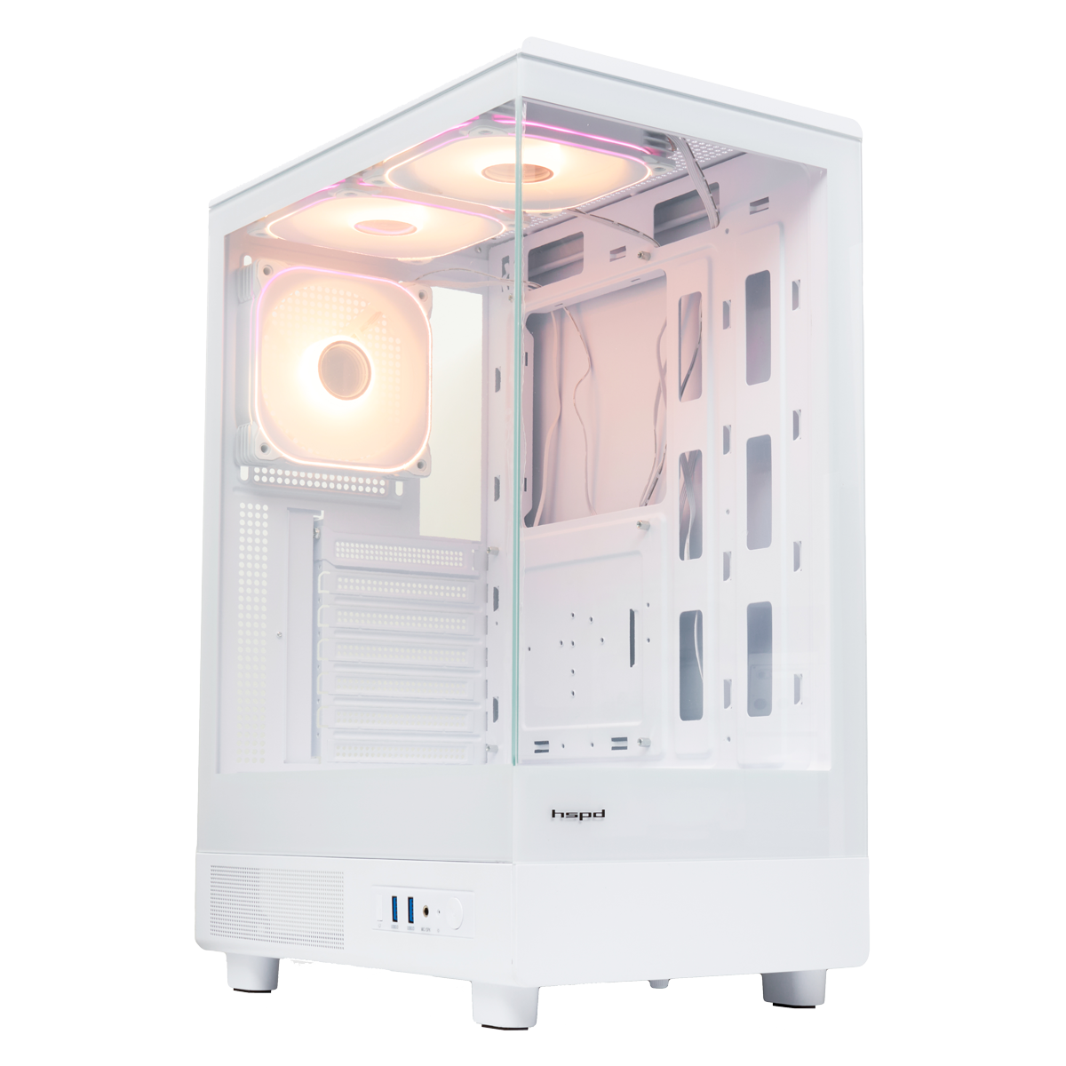 Корпус HSPD F510-TGWH-ARGB, Mid Tower, белый, TG, 3×120 мм ARGB
