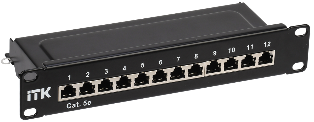 Патч-панель ITK PP12-1UC5ES-D05-10, 12 портов, Cat.5e STP, 10", 1U