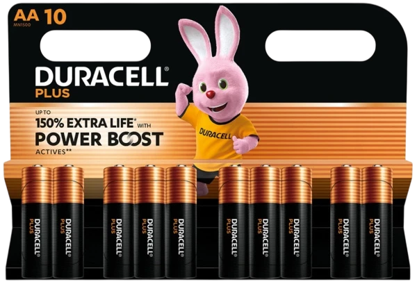 Батарейки Duracell Plus LR6 BL10PLUS, AA (LR6), алкалиновые, 1.5 В, 10 шт.