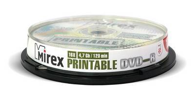Диск DVD-R Mirex 204589, 4.7GB, 16x, Ink Printable